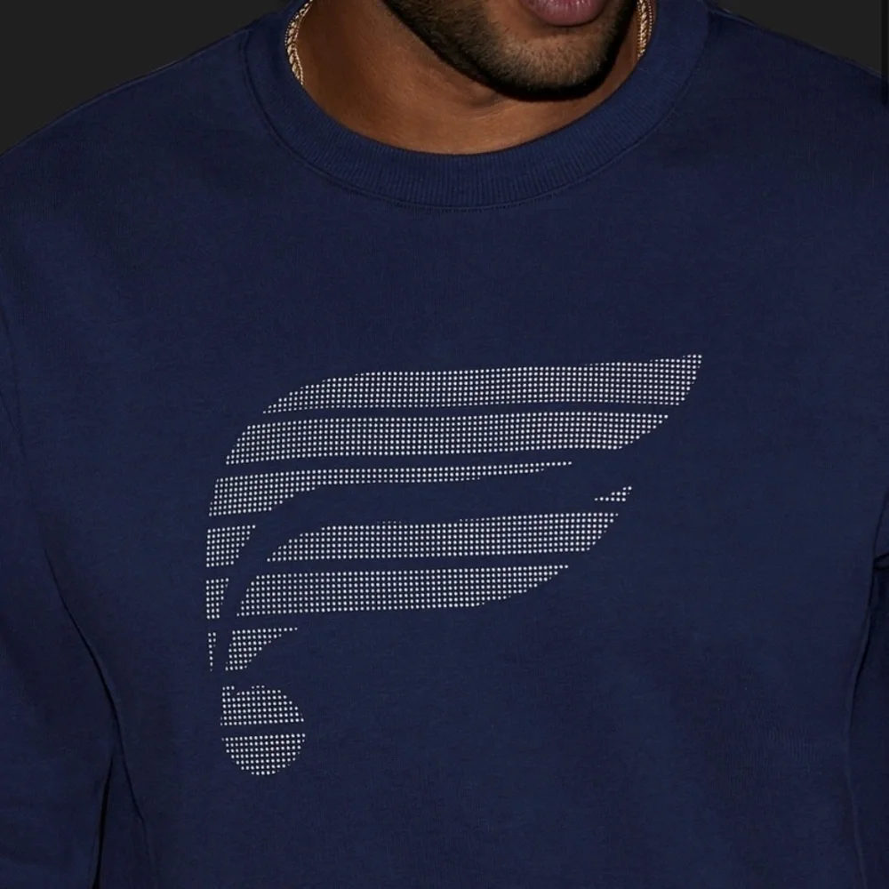 Fabletics Mens The Courtside Crew Navy Reflective Dot Logo French Terry Crew XXL - Picture 11 of 13